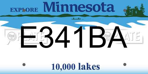 E341BA Minnesota License Plate