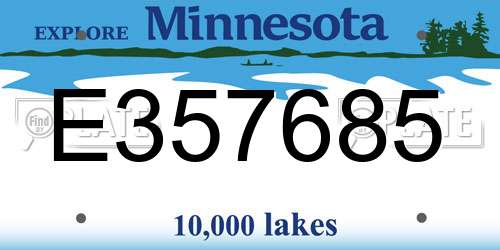 E357685 Minnesota License Plate