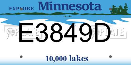 E3849D Minnesota License Plate