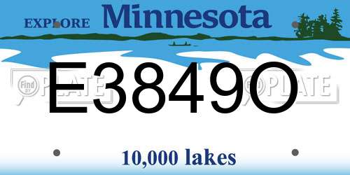 E3849O Minnesota License Plate