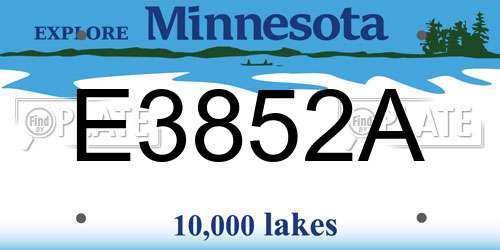 E3852A Minnesota License Plate