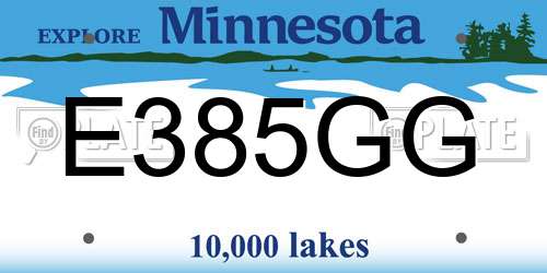 E385GG Minnesota License Plate