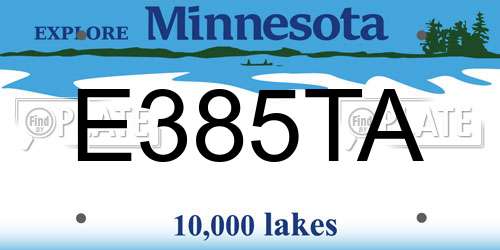 E385TA Minnesota License Plate
