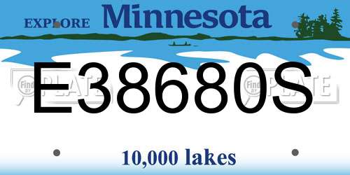 E38680S Minnesota License Plate