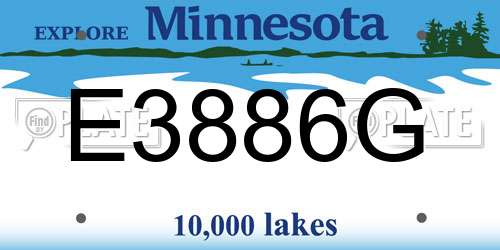 E3886G Minnesota License Plate
