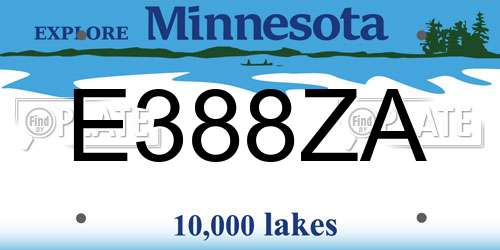 E388ZA Minnesota License Plate