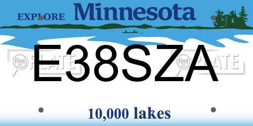 E38SZA Minnesota License Plate