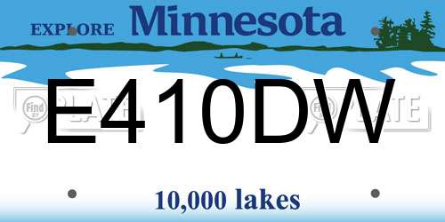 E410DW Minnesota License Plate