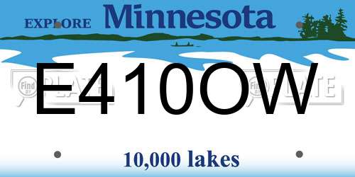 E410OW Minnesota License Plate