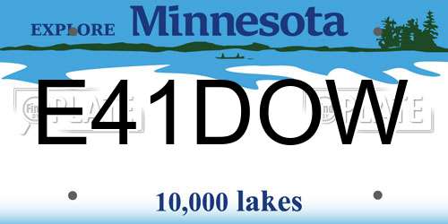 E41DOW Minnesota License Plate