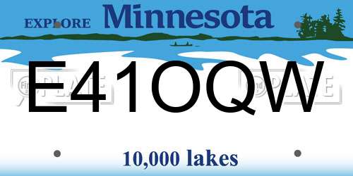 E41OQW Minnesota License Plate