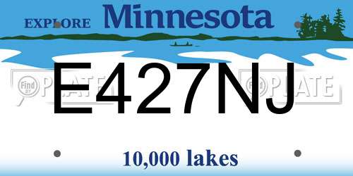 E427NJ Minnesota License Plate