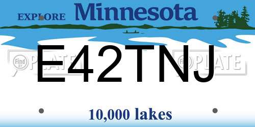 E42TNJ Minnesota License Plate