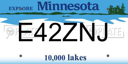 E42ZNJ Minnesota License Plate