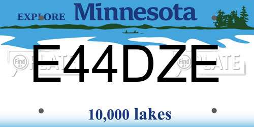 E44DZE Minnesota License Plate