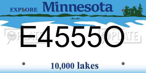 E4555O Minnesota License Plate