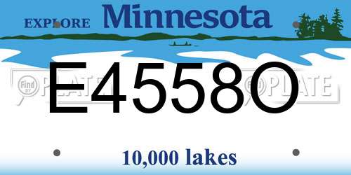 E4558O Minnesota License Plate