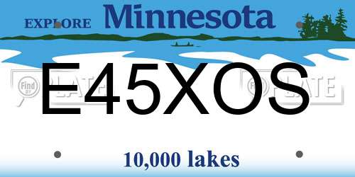 E45XOS Minnesota License Plate