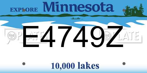 E4749Z Minnesota License Plate