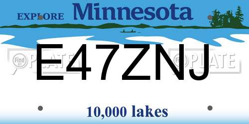E47ZNJ Minnesota License Plate
