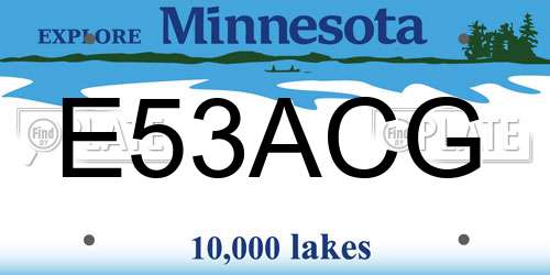 E53ACG Minnesota License Plate