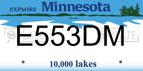 E553DM Minnesota License Plate