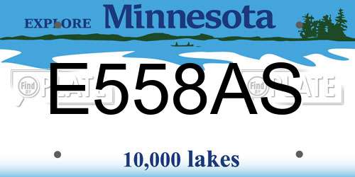 E558AS Minnesota License Plate