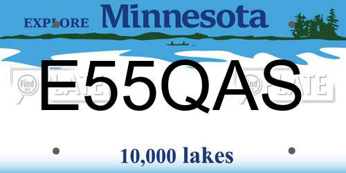 E55QAS Minnesota License Plate