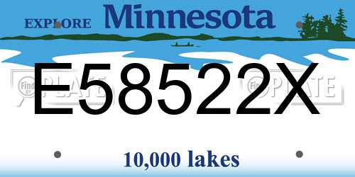 E58522X Minnesota License Plate