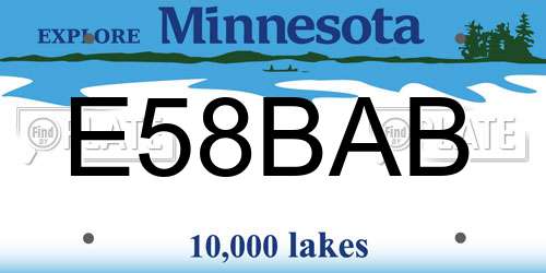 E58BAB Minnesota License Plate