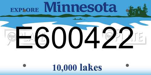 E600422 Minnesota License Plate