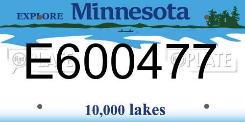 E600477 Minnesota License Plate