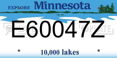 E60047Z Minnesota License Plate