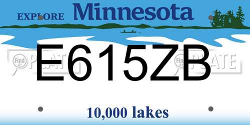 E615ZB Minnesota License Plate