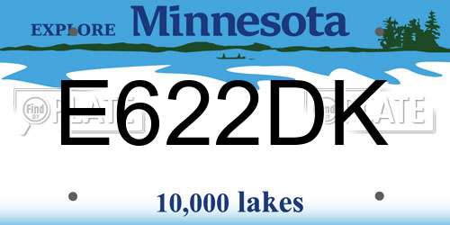E622DK Minnesota License Plate