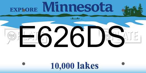 E626DS Minnesota License Plate