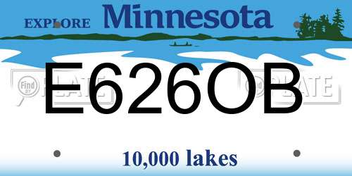 E626OB Minnesota License Plate
