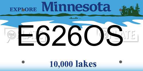 E626OS Minnesota License Plate