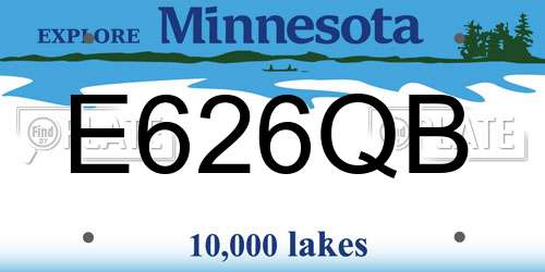 E626QB Minnesota License Plate