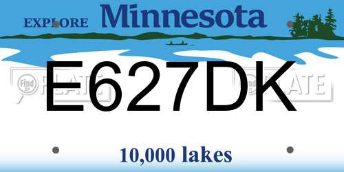 E627DK Minnesota License Plate