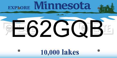 E62GQB Minnesota License Plate