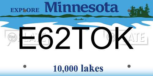 E62TOK Minnesota License Plate