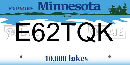 E62TQK Minnesota License Plate