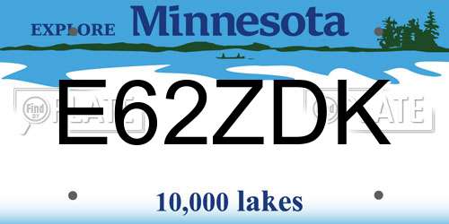 E62ZDK Minnesota License Plate