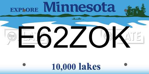 E62ZOK Minnesota License Plate