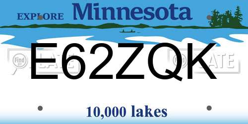 E62ZQK Minnesota License Plate