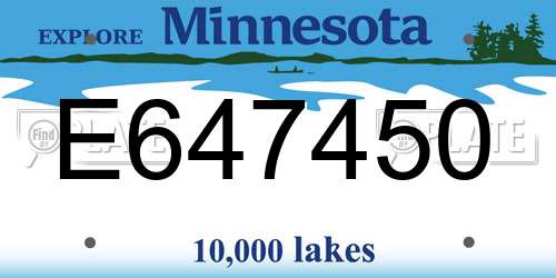 E647450 Minnesota License Plate