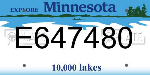 E647480 Minnesota License Plate