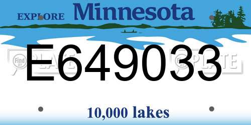 E649033 Minnesota License Plate