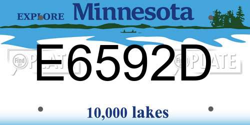 E6592D Minnesota License Plate